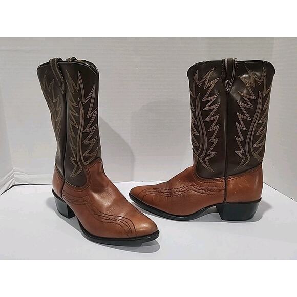 ACME Womens Leather Boots Size 4 1/2 D Brown Western Cowgirl Rodeo 1960s #2526 - Picture 1 of 10